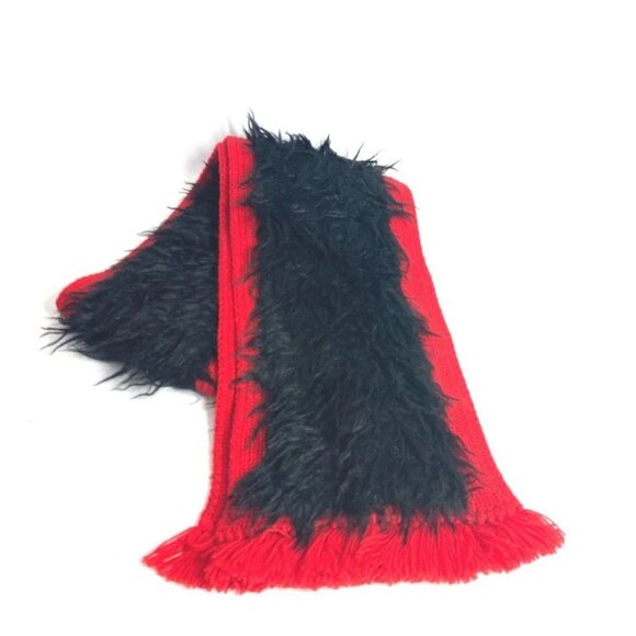 PRADA Bicolor fur Scarf wool / cotton Black/Red - Picture 1 of 9